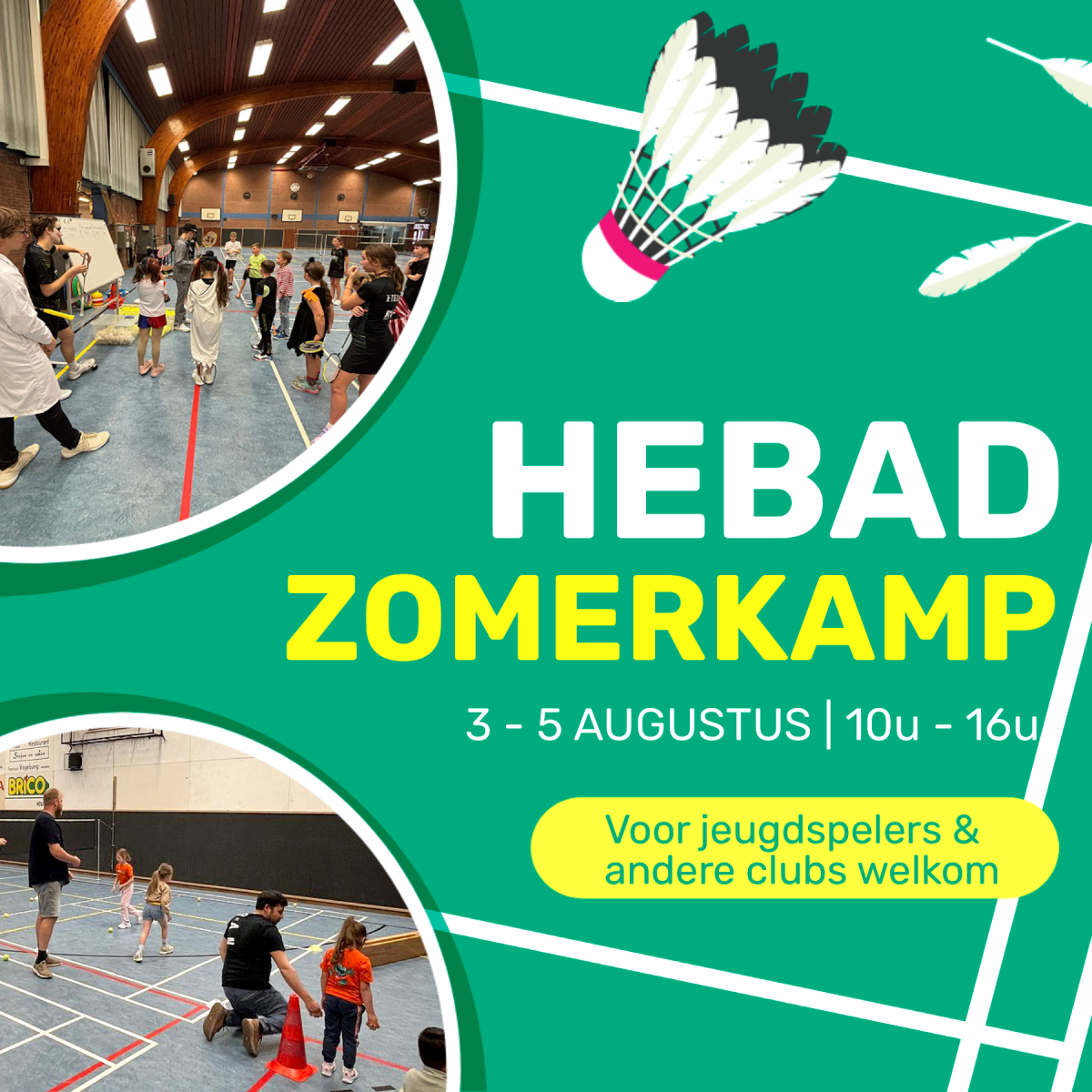Jeugdkamp Hebad BC – 3 t.e.m. 5 augustus in Heusden!