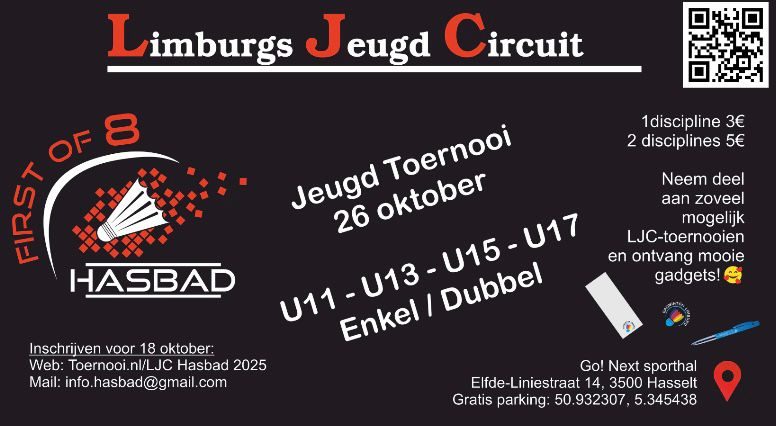 Aankondiging: LJC‑toernooi Hasbad op 26 oktober 2025